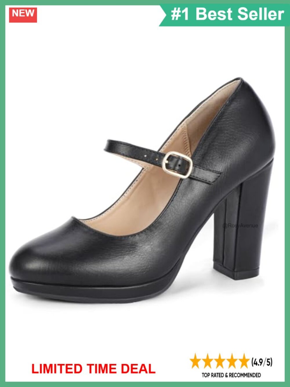 Mary Jane Platform High Chunky Block Closed Toe Heels